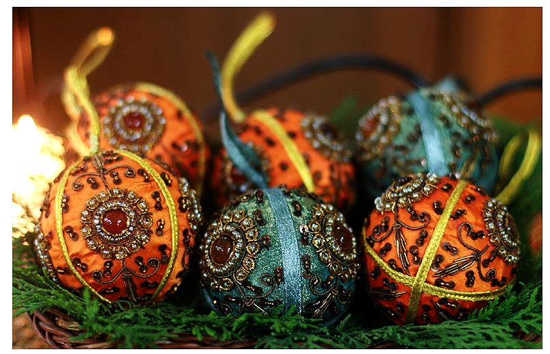 Lavish Beaded Seasons Christmas Ornaments, 6 - Sold Out